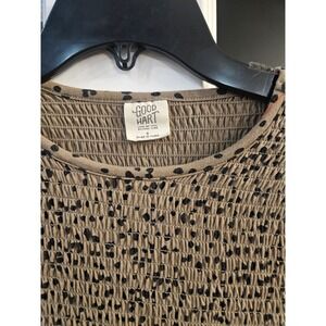 GOOD HART Smocked Leopard Print Long Sleeve Peplum Top Women S